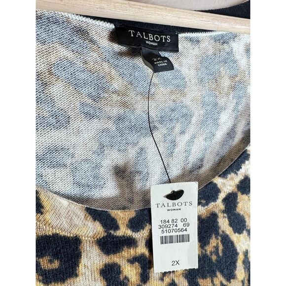 Talbots women’s Sweater Vest Plus Size 2X Cashmere Blend Leopard Preppy Classic - Picture 2 of 6